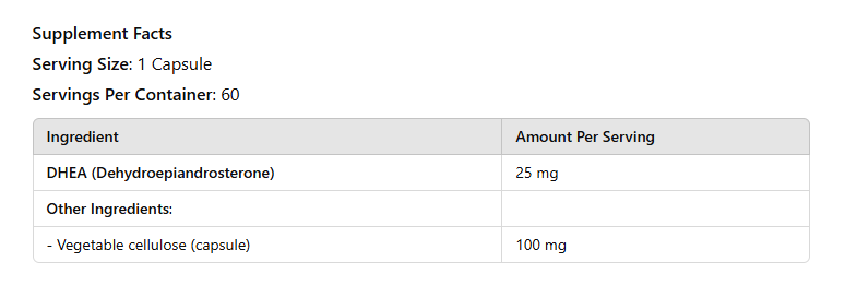 Keto DHEA supplement facts